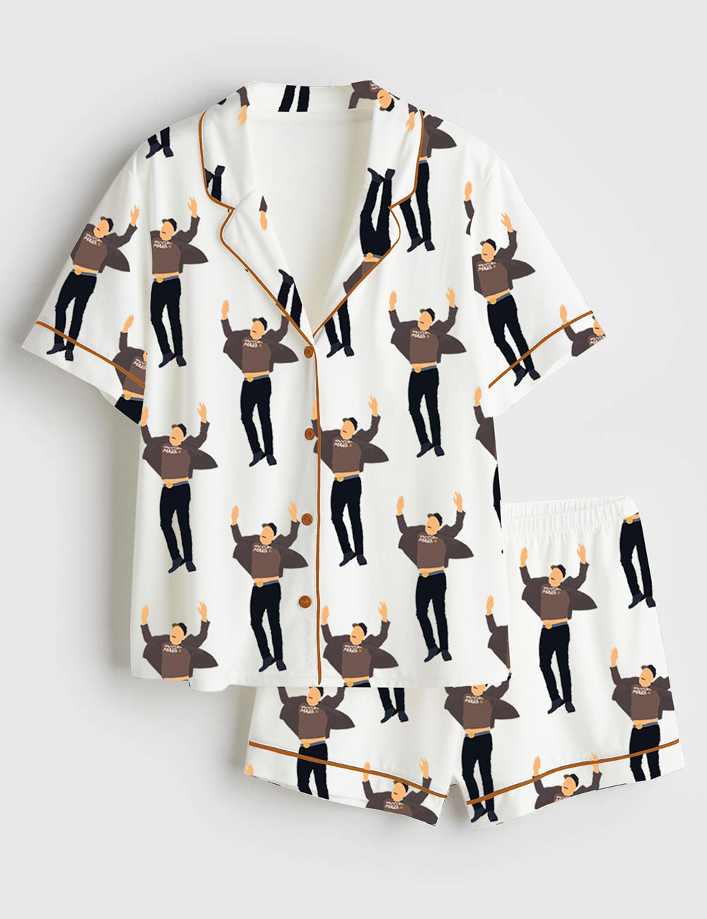 Women's Jumping Musk Short Sleeve Satin Pajama Set