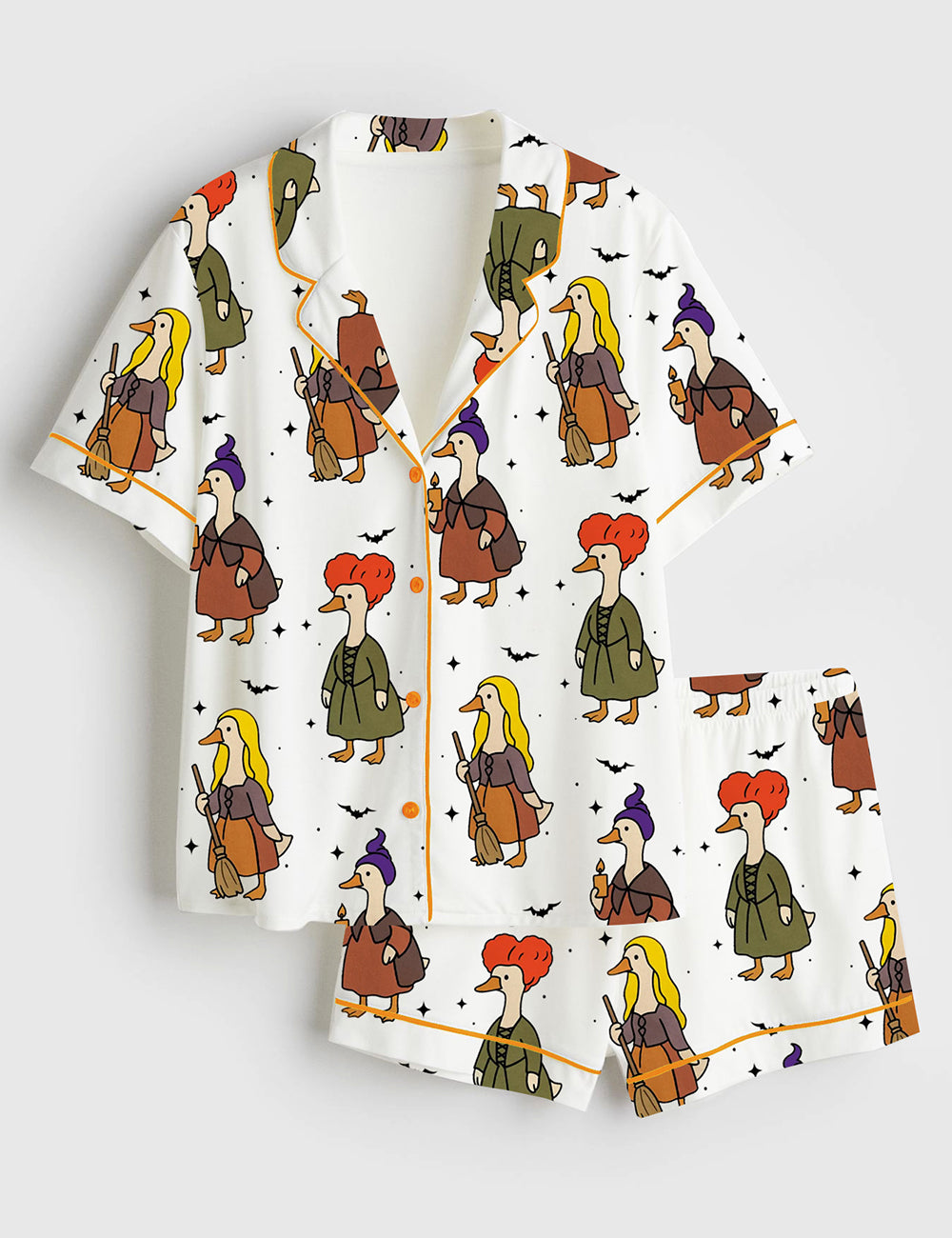 Women’s Silly Goose Halloween Short Sleeve Satin Pajama Set