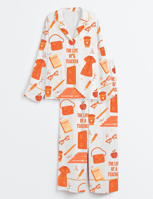 Women’s The Life Of A Teacher Long Sleeve Satin Pajama Set