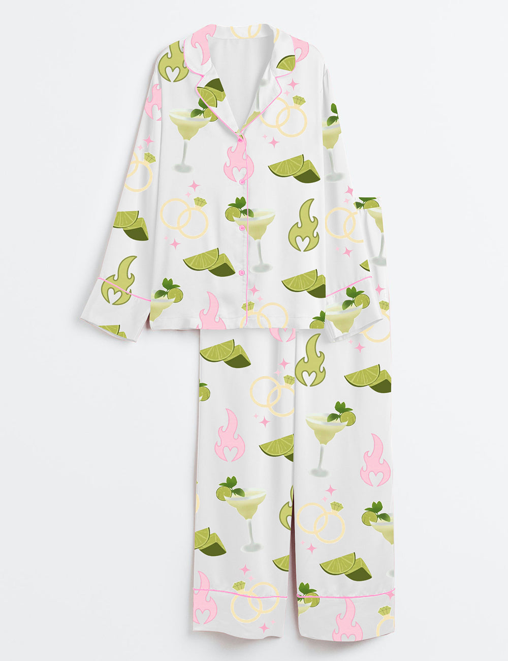 Women’s Margs And Matrimony Bachelorette Confetti Bachelorette Margarita Theme Long Sleeve Satin Pajama Set