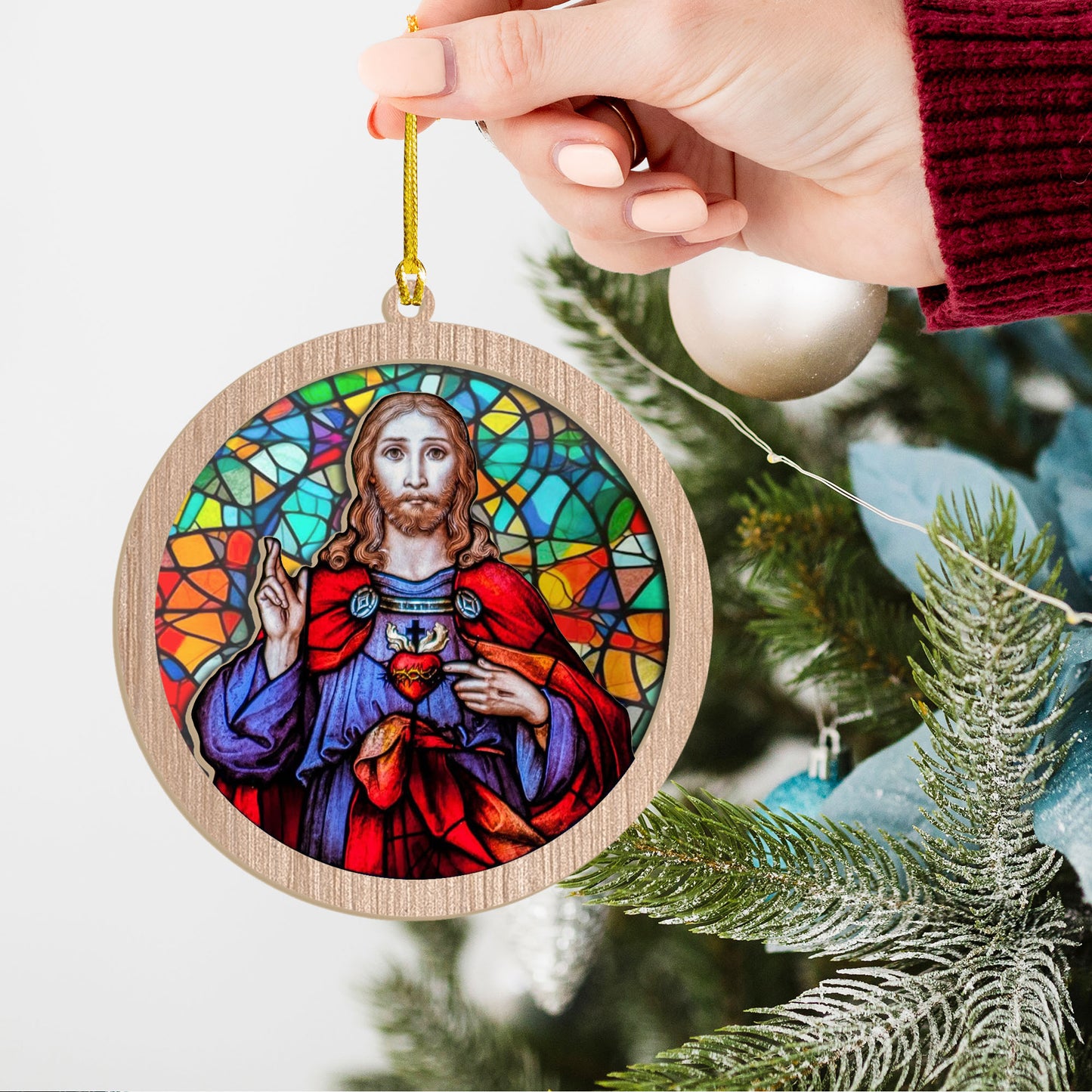 Jesus Glass Coloful Ornament Decoration, Christmas 2023 Ornament, Christmas Decoration, Holiday Gift Idea