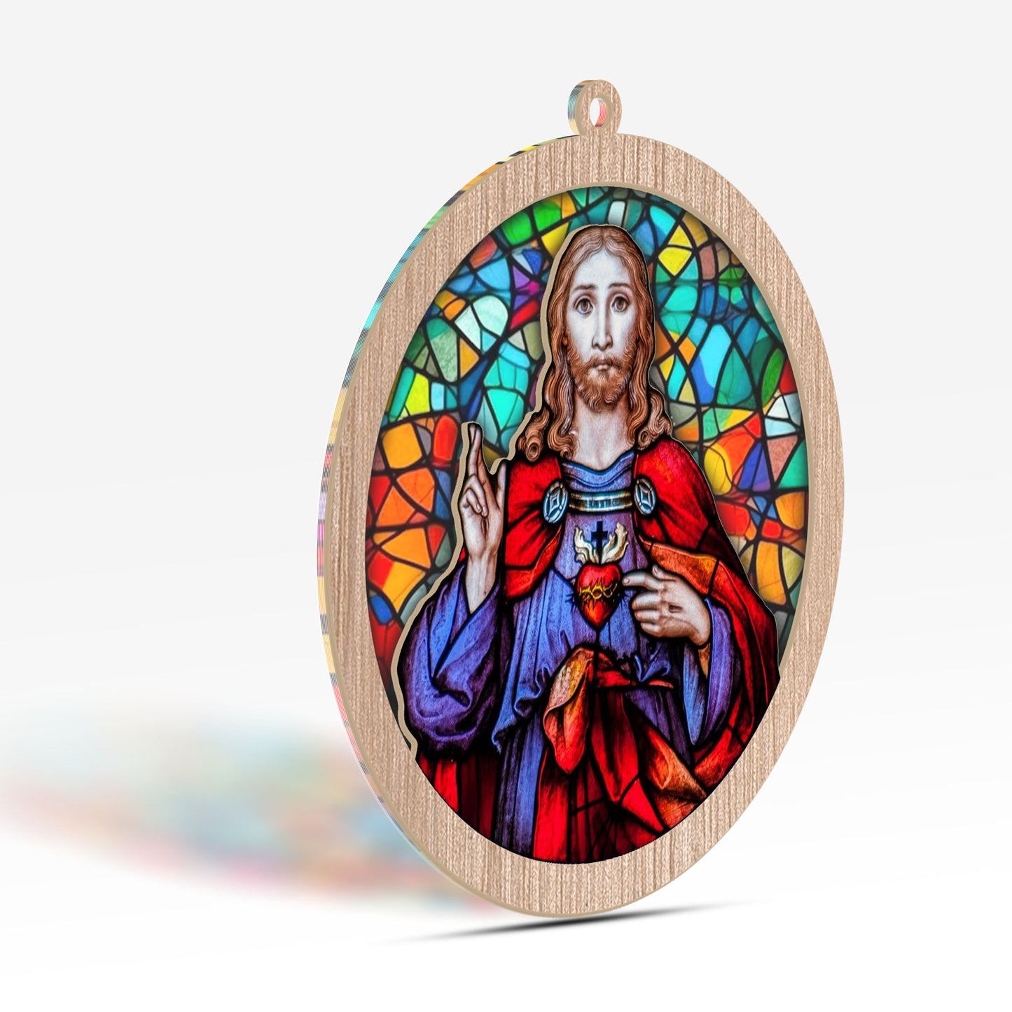 Jesus Glass Coloful Ornament Decoration, Christmas 2023 Ornament, Christmas Decoration, Holiday Gift Idea