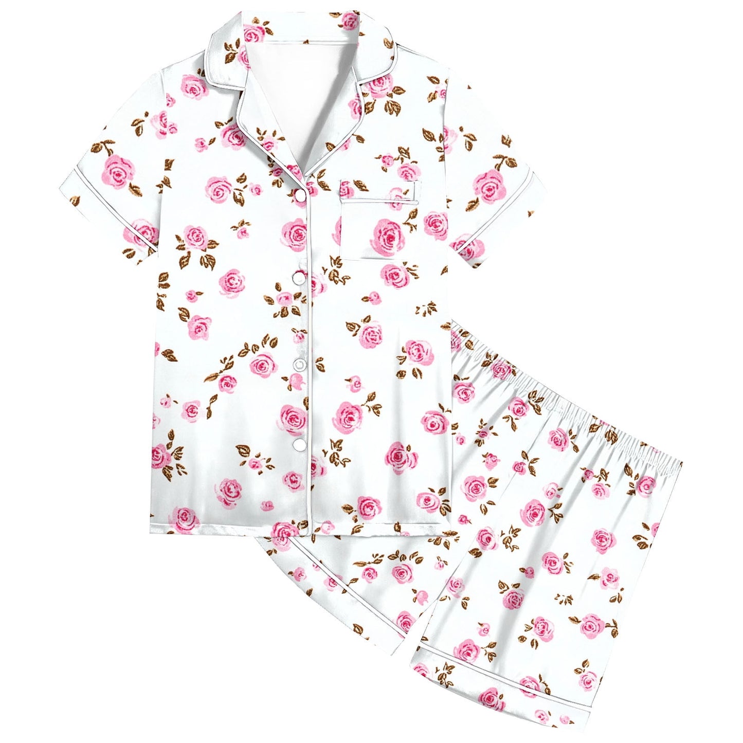 Auroural Toddler Girl Pajamas 3T Girls Button Front Pajama Top & Shorts Set,Flower Print? 2-Piece, Sizes 2-14 & Plus