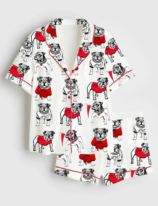 Women's Bulldogs Football Pajama Satin Set For Women, Gift For Her, SoftLounge Pajamas, CozyDream Set, Perfect For Gift, Gift For Lover