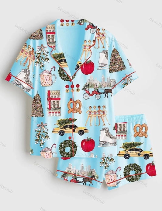 Christmas In New York Satin Pajama Set