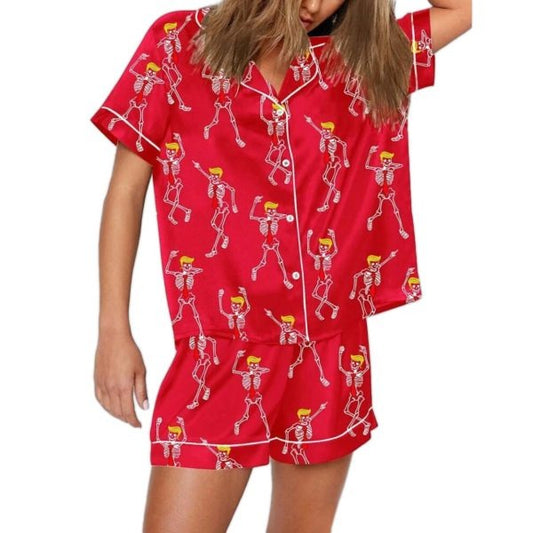 Trump Skeletons Dancing Halloween Pajama Set