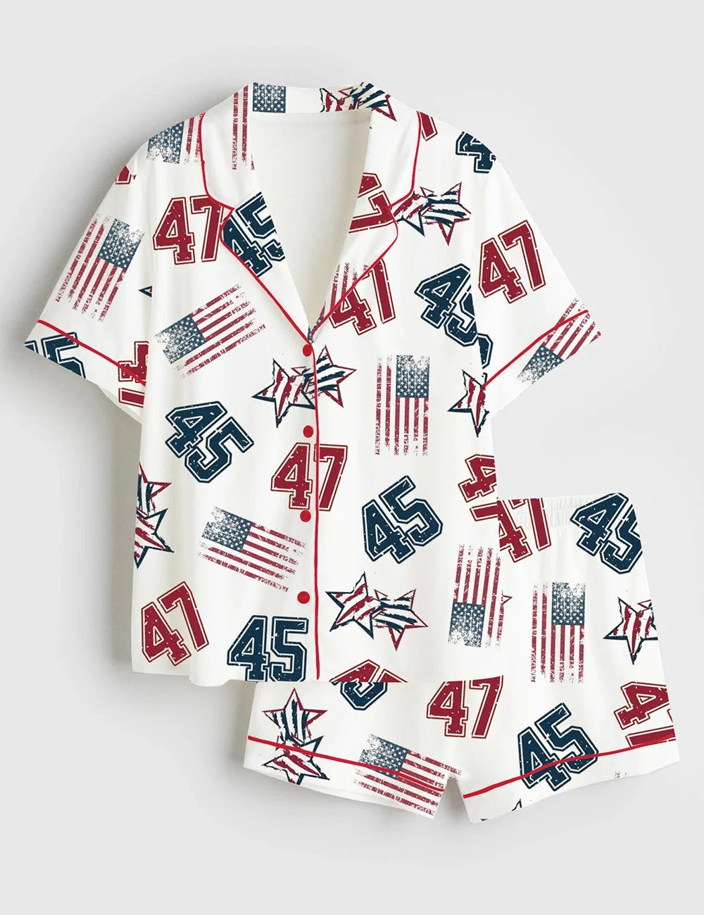 Women's America 45 47 Short Sleeve Satin Pajama Set