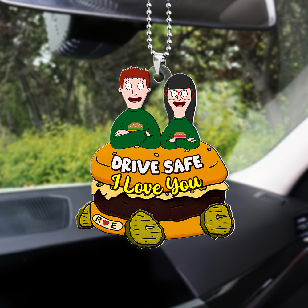 Funny Burger Couple Ornament - Personalized Christmas Car Ornament