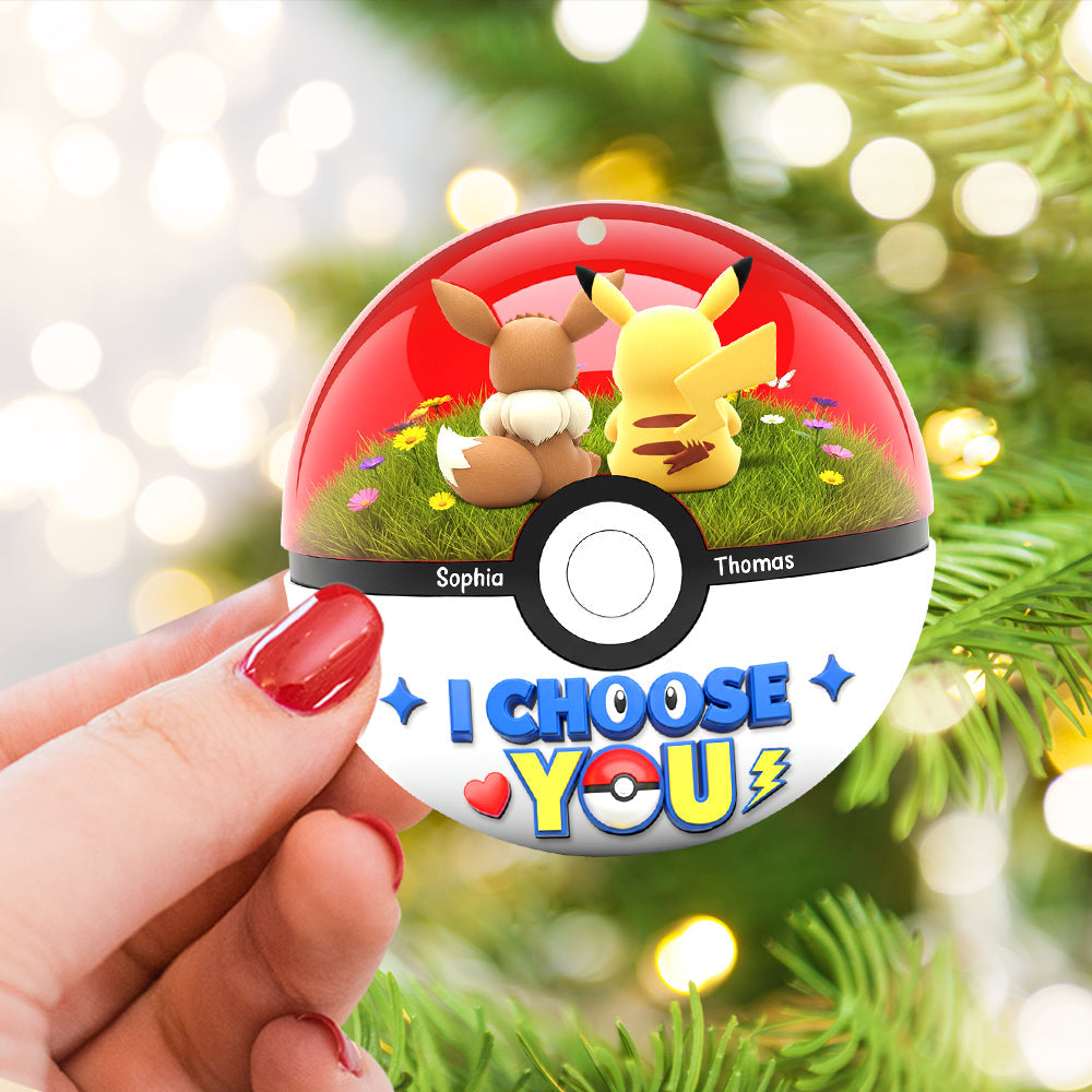 Cartoon Couple Christmas Ornament - Personalized Gifts For Couple