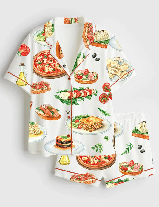 Women's Italian Food Pizza Pajama Set