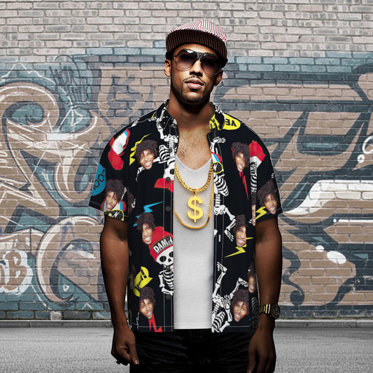 Custom Face Hawaiian Shirts Personalized Hip Hop Style Shirt Skeleton
