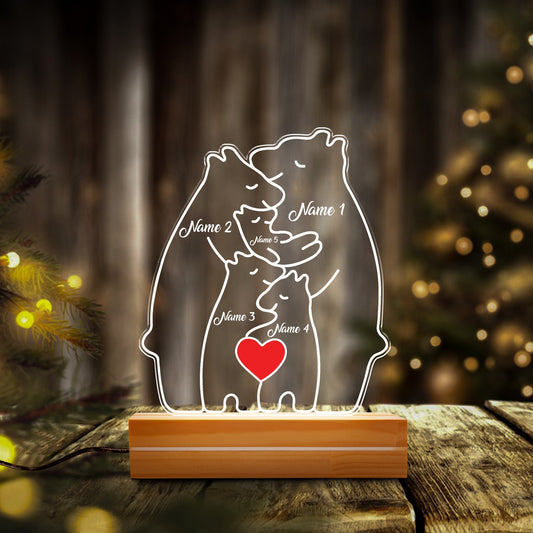 Personalized Bear Family Night Light Personalized Gift for Baby Night light girl boy bedroom bedside light, Gift for Christmas Family Home decoration
