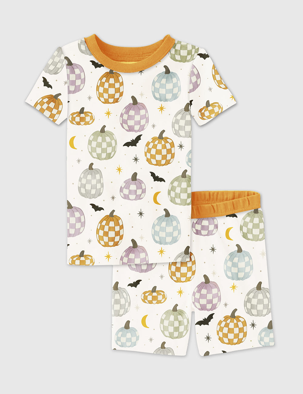Kid's Halloween Pumpkin Short Sleeve Pajama Set