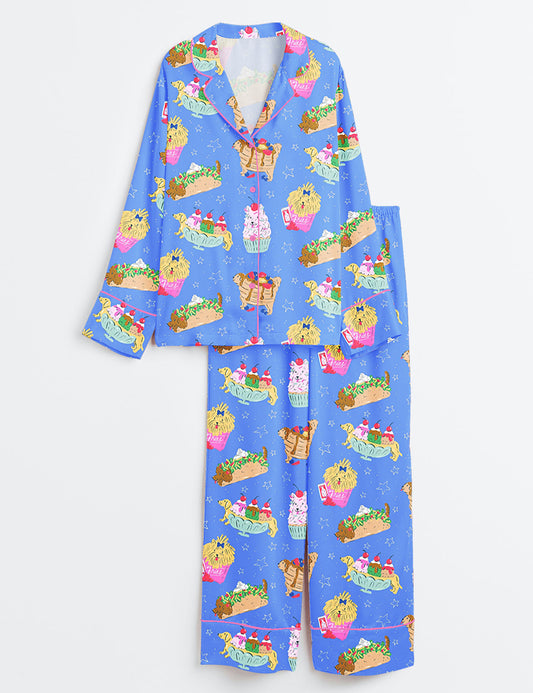 Women’s Dogs As Foods Long Sleeve Satin Pajama Set