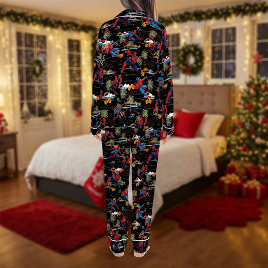 Tropical Parrot Christmas Pajama Set – Colorful Bird Print Pajamas | Cozy Pajama Gift Set, Girl Pajamas, Holiday Sleepwear, Cute Pajamas for My Love, Christmas Pajamas for Women HPRPJMADL-18