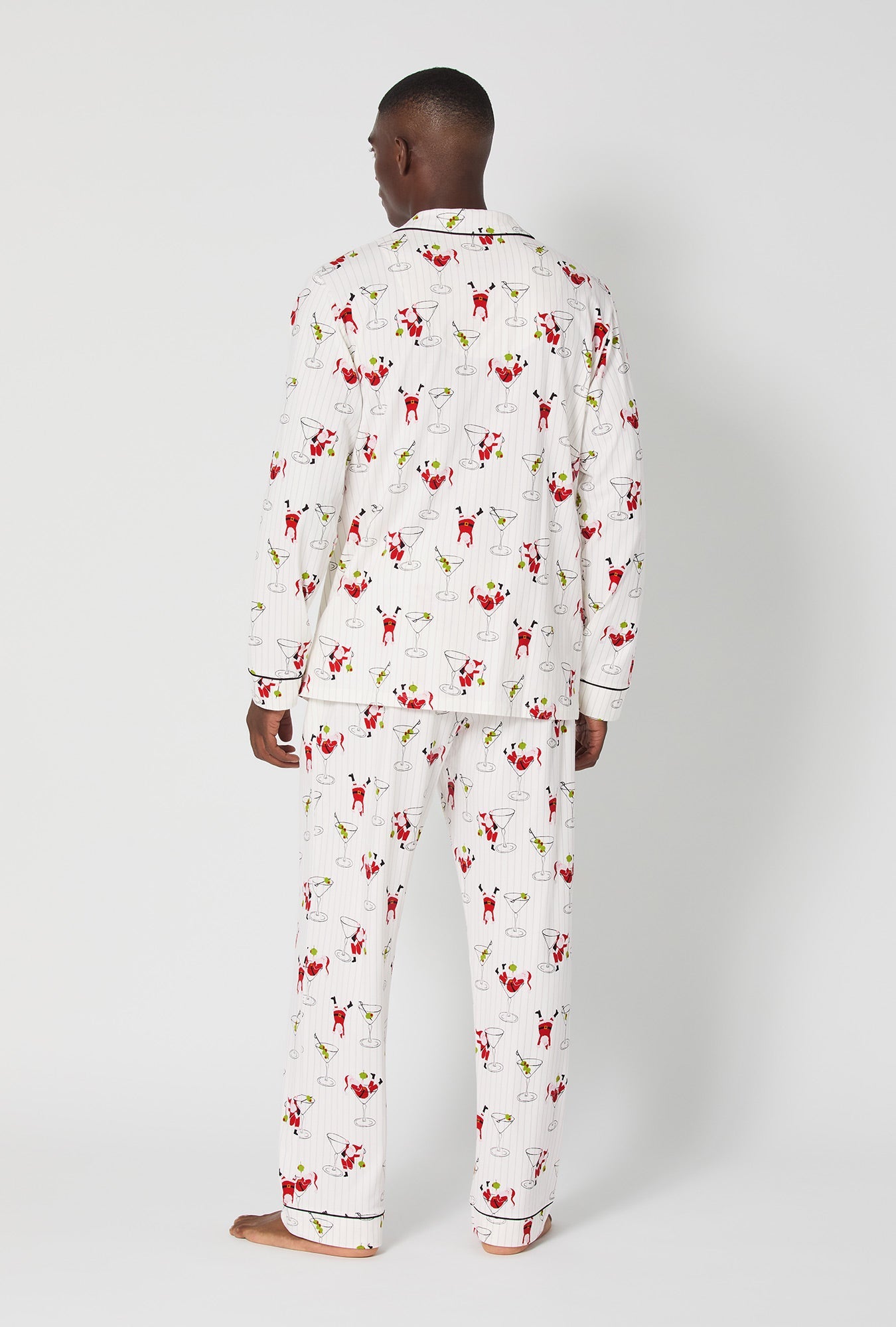 Tipsy Santa Men's Long Sleeve Classic Stretch Jersey Pj Set