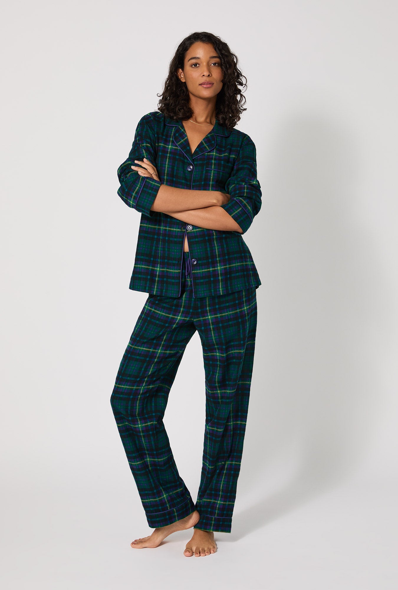Walden Plaid Long Sleeve Classic Woven Portuguese Flannel PJ Set