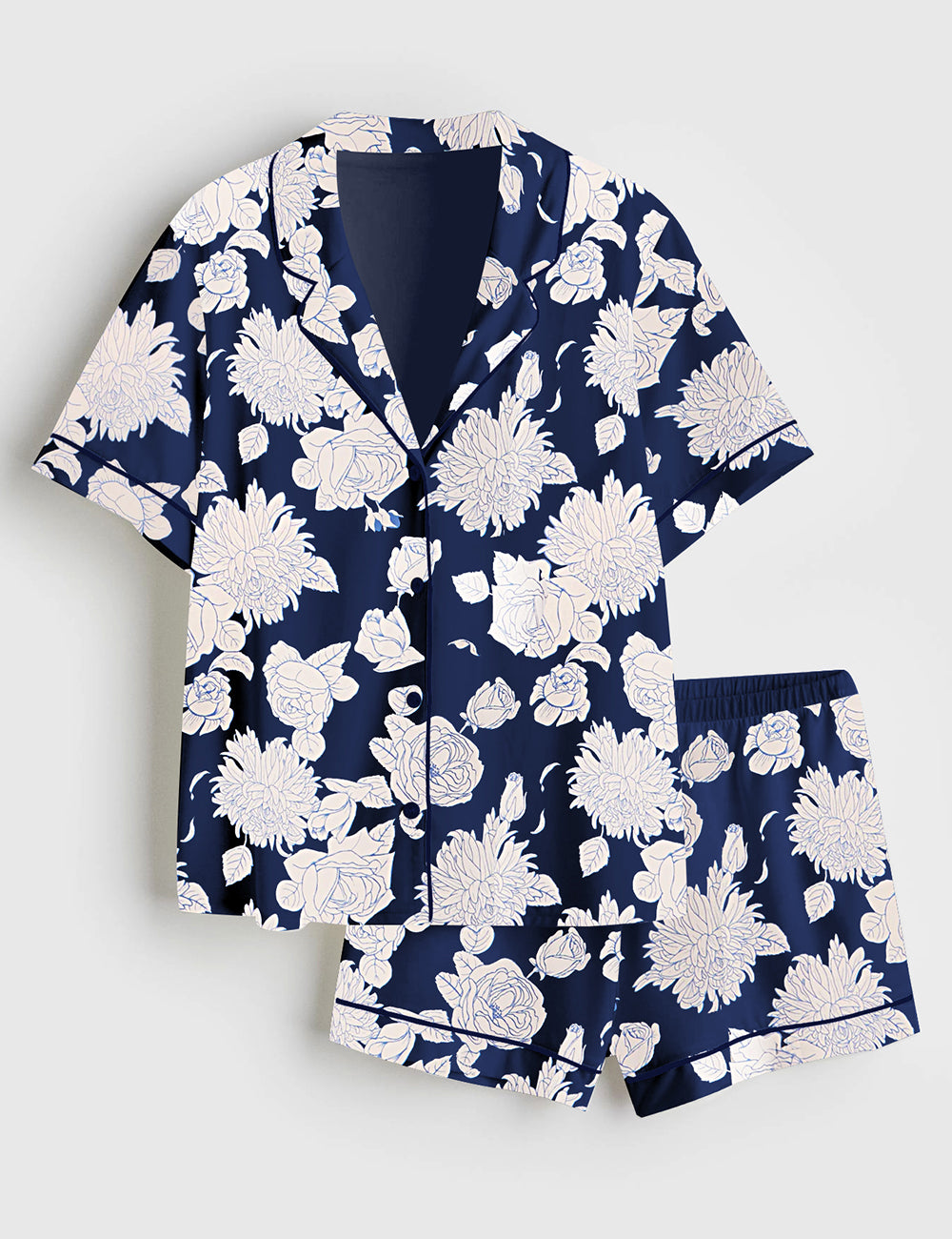 Women’s Midnight Blooms Short Sleeve Satin Pajama Set