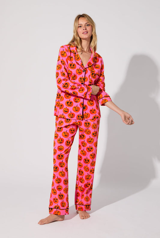 Jolly Jack-O-Lanterns Long Sleeve Classic Stretch Jersey PJ Set