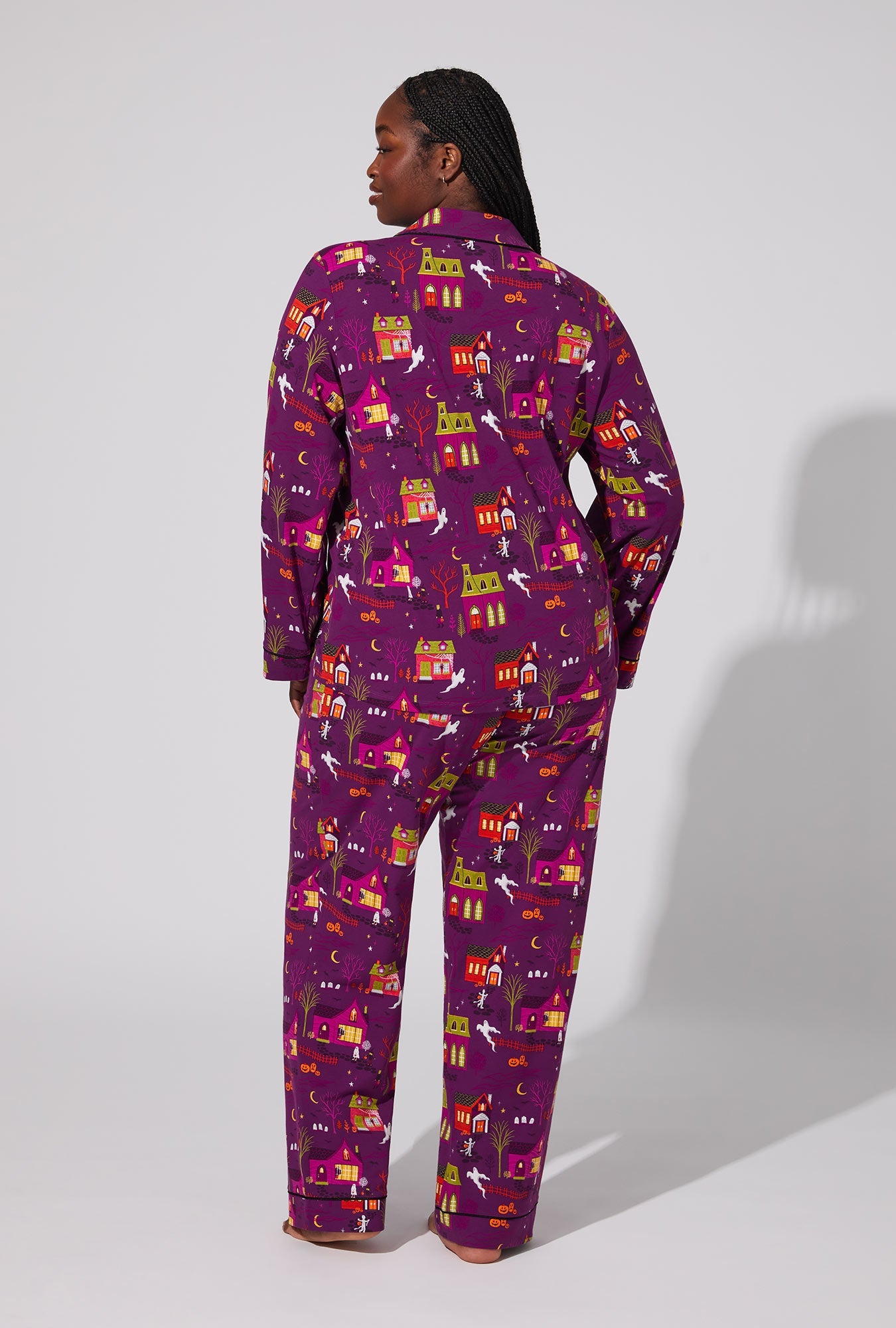 Spooky Town USA Long Sleeve Classic Stretch Jersey PJ Set