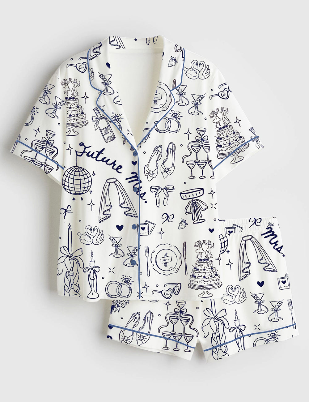 Women’s Future Mrs Bride To Be Gift In My Engaged Era Short Sleeve Satin Pajama Set