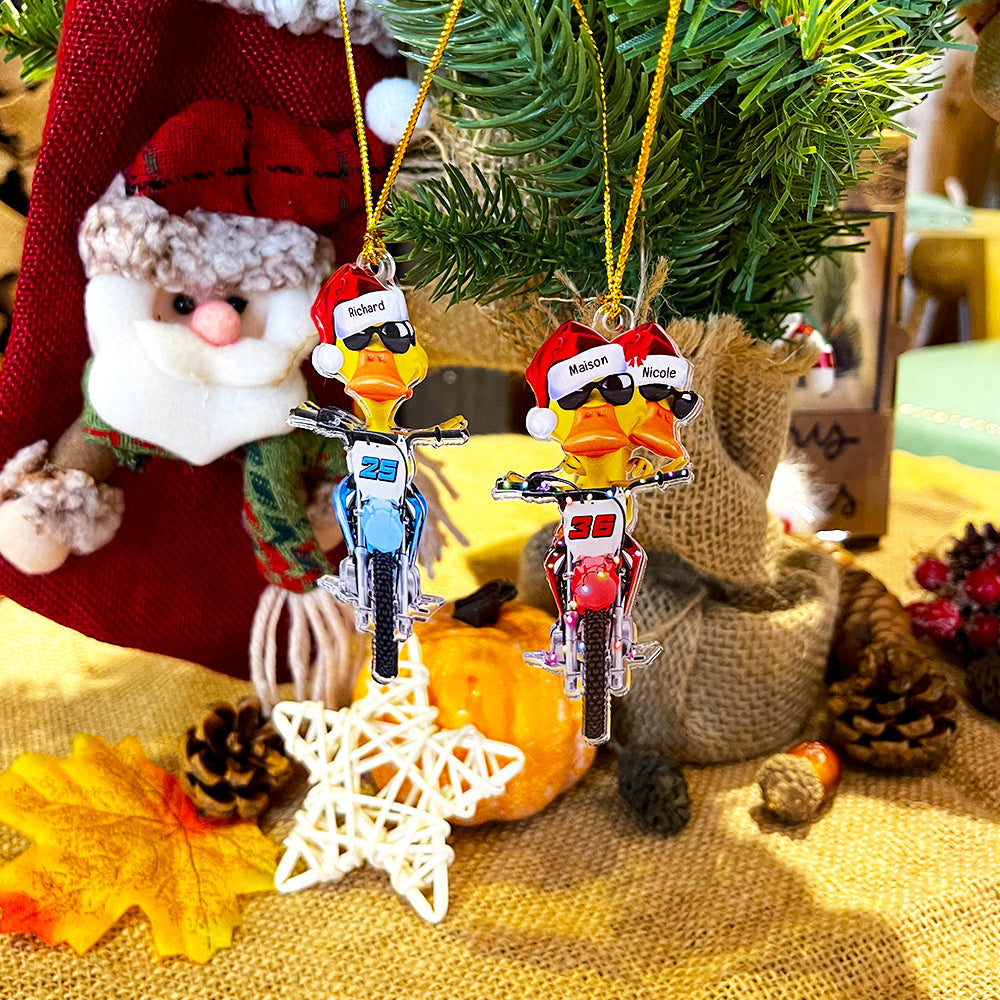 Gift For Motocross Lovers, Personalized Ornament, Motocross Duck Ornament, Christmas Gift