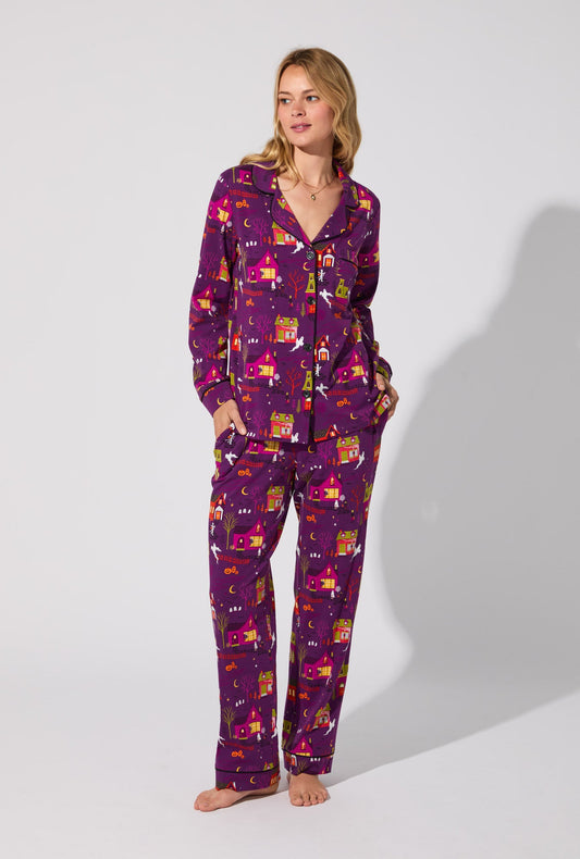 Spooky Town USA Long Sleeve Classic Stretch Jersey PJ Set