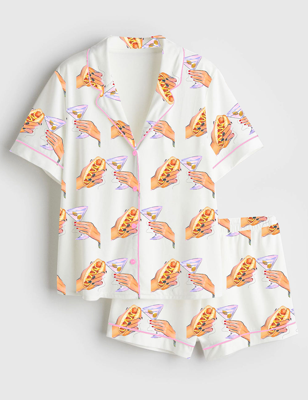Women’s Martinis And Weenies Bachelorette Dirty Martini Wedding Short Sleeve Satin Pajama Set