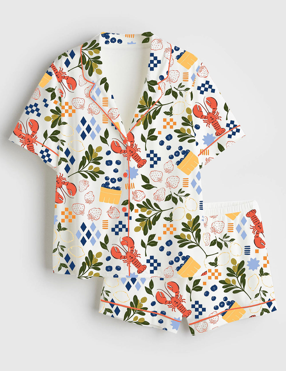 Women's Capri Design Short Sleeve Satin Pajama Set