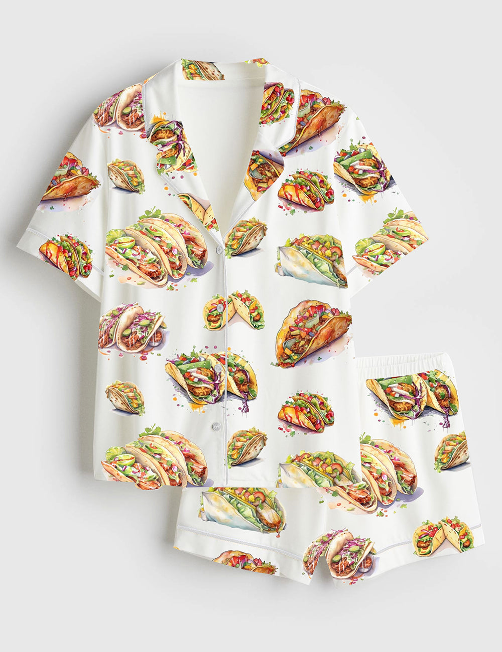 Women’s Tacos Mexican Foods Short Sleeve Satin Pajama Set