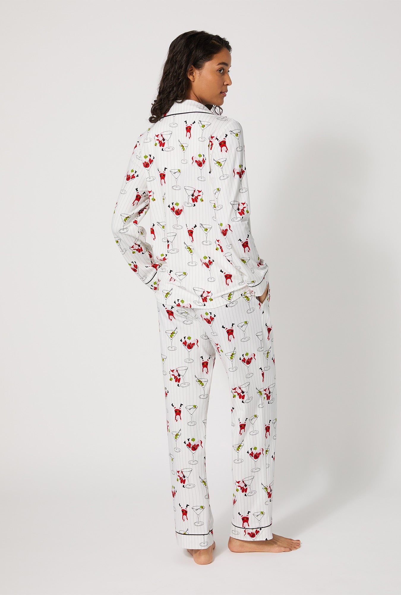 Tipsy Santa Long Sleeve Classic Stretch Jersey Pj Set