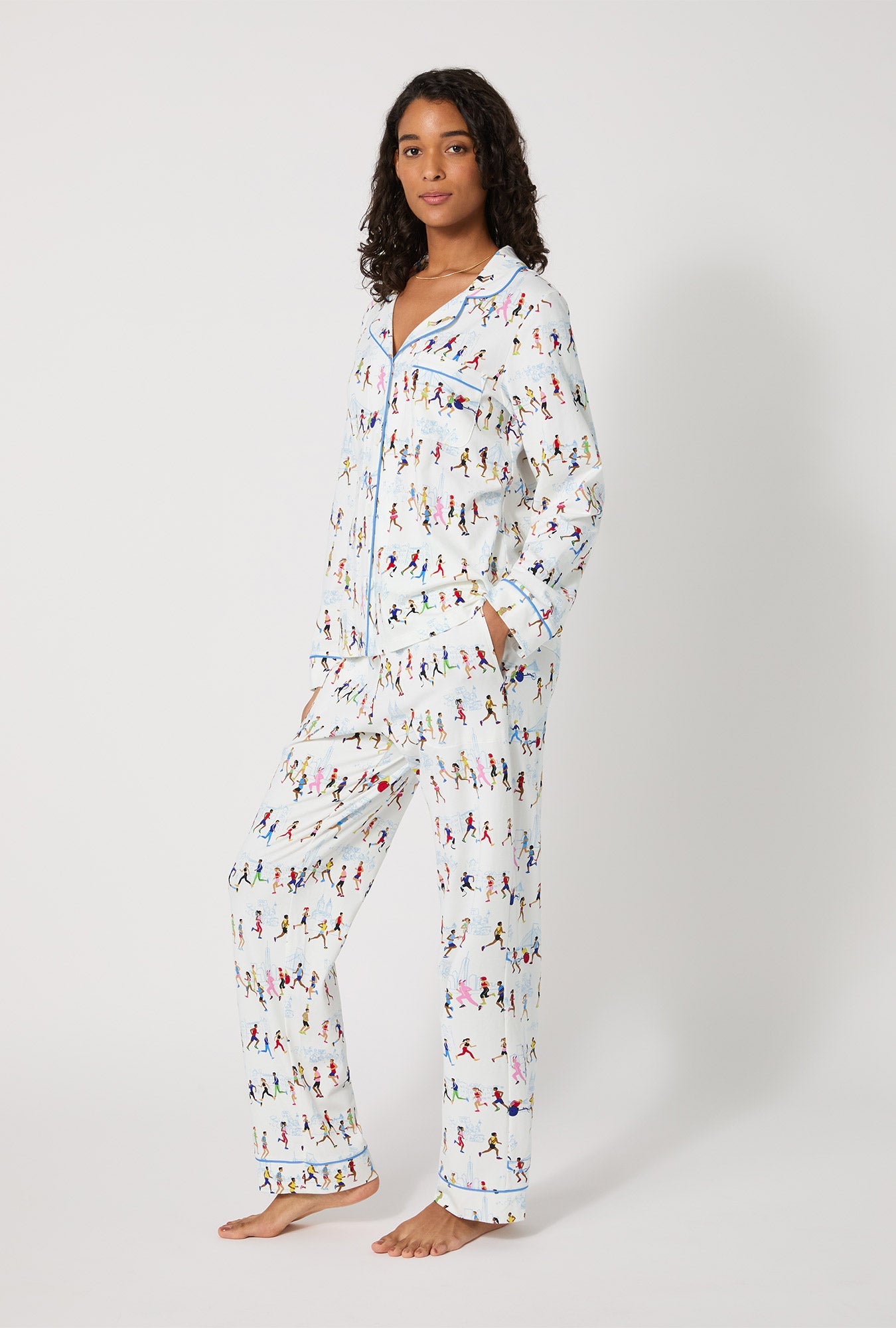 Run NYC Run Long Sleeve Classic Stretch Jersey Pj Set