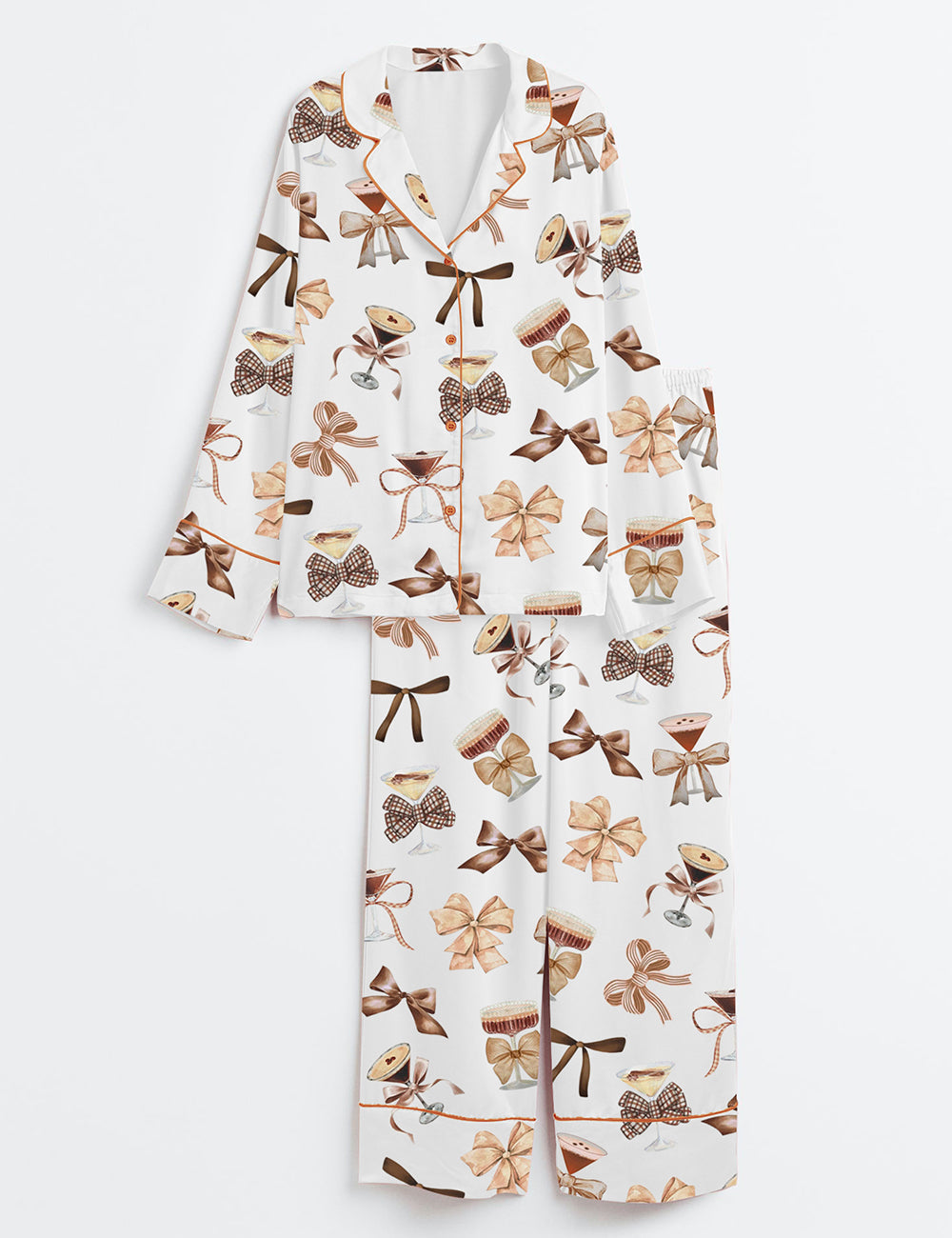 Women's Espresso Martini Long Sleeve Satin Pajama Set