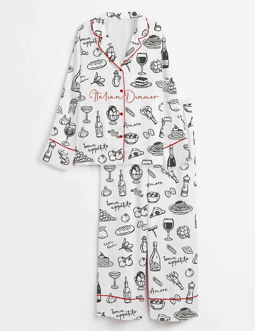 Women’s Italian Dinner Perfect Italian Wedding Dinner Long Sleeve Satin Pajama Set