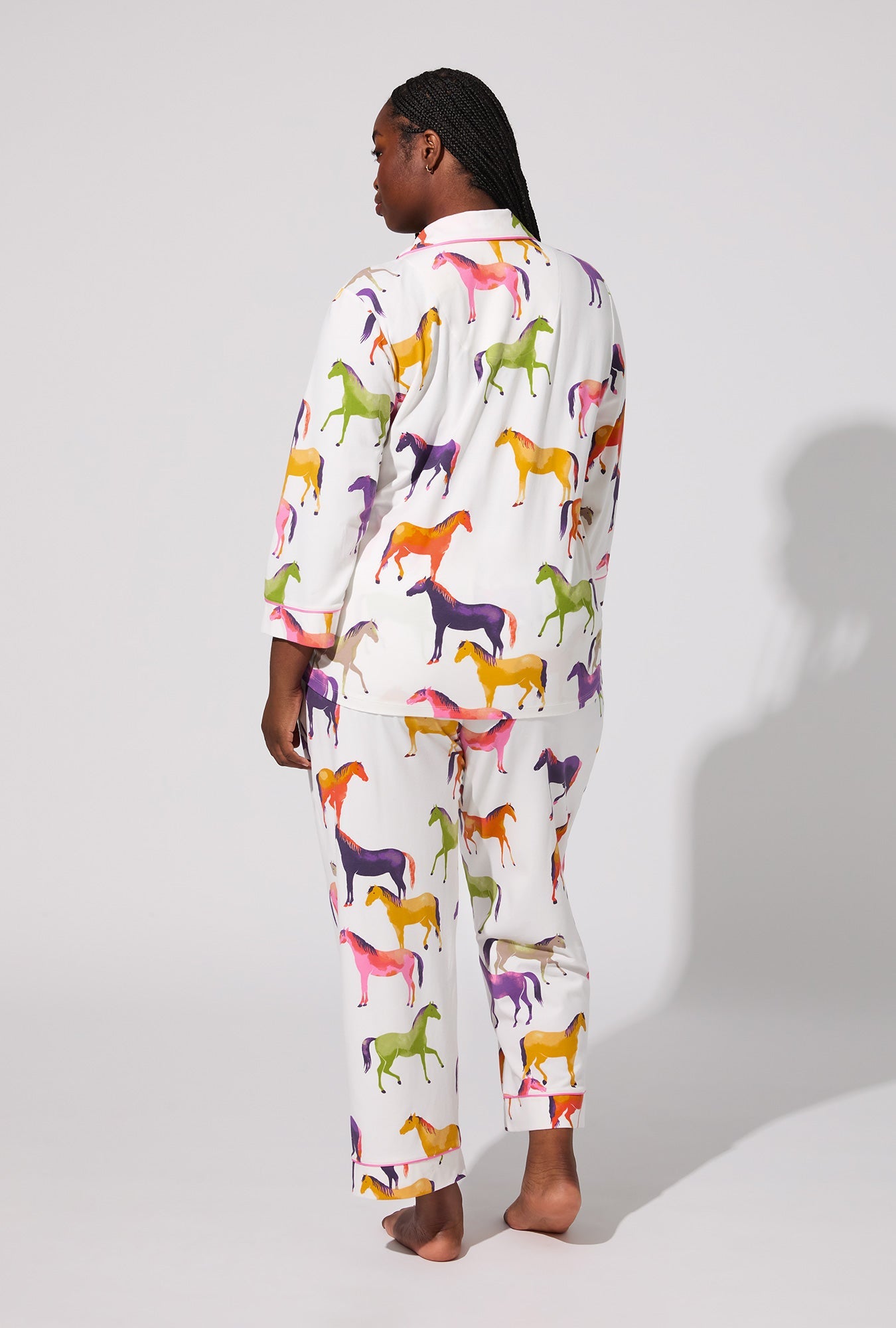 Equestrian Parade 3/4 Sleeve Classic Stretch Jersey Cropped PJ Set