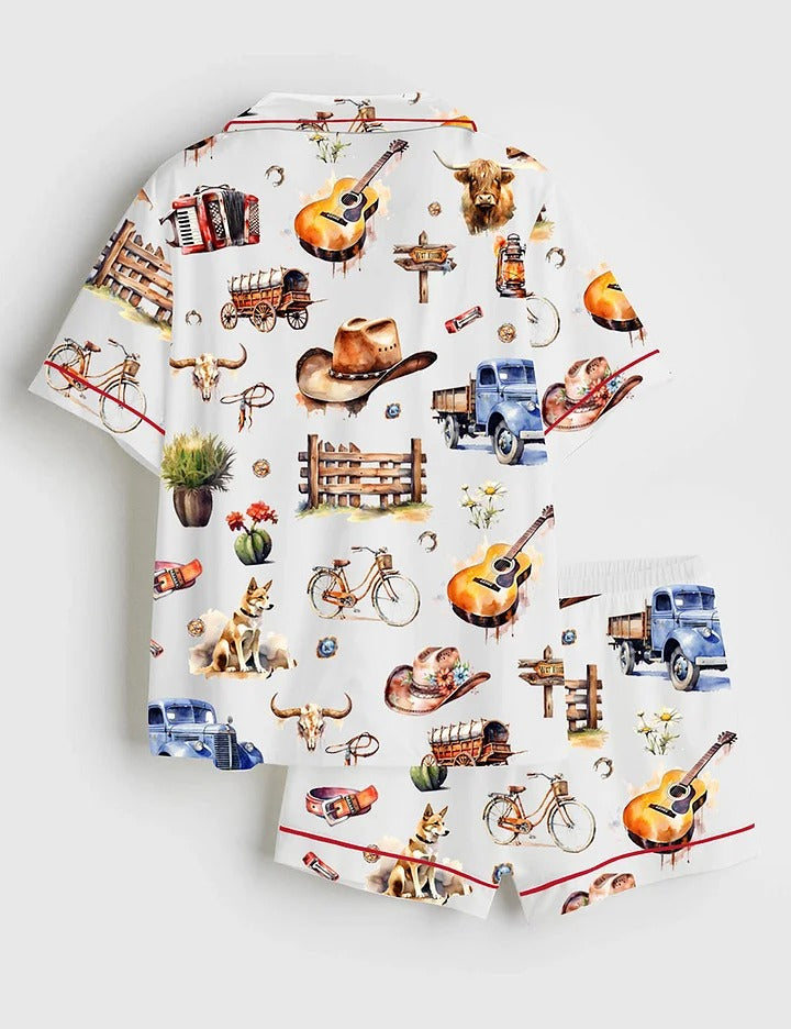 Women's Western Collection Short Sleeve Satin Pajama Set