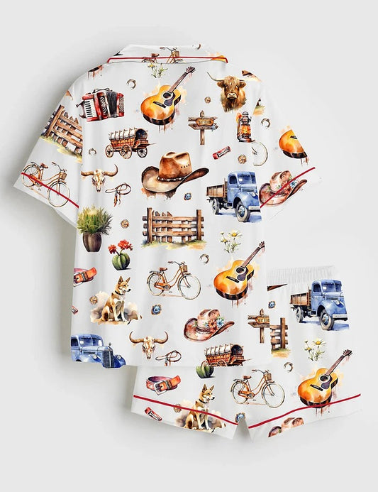 Women's Western Collection Short Sleeve Satin Pajama Set