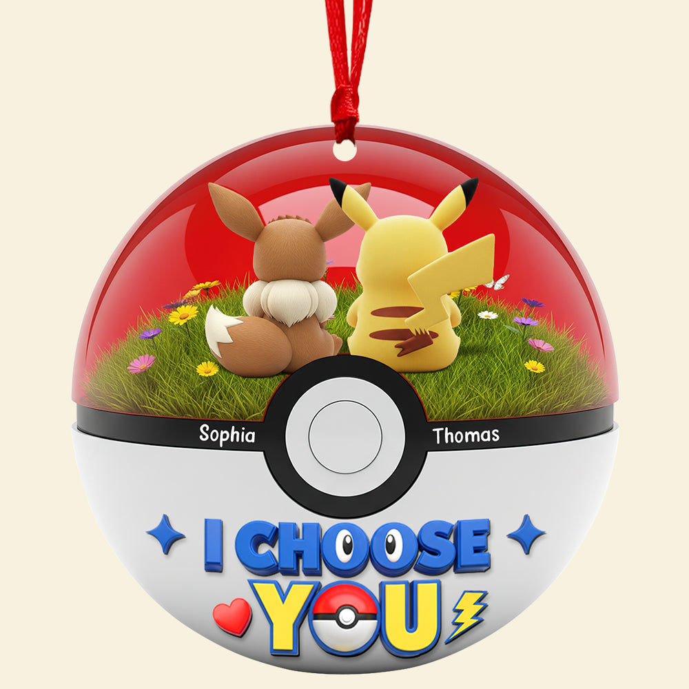 Cartoon Couple Christmas Ornament - Personalized Gifts For Couple