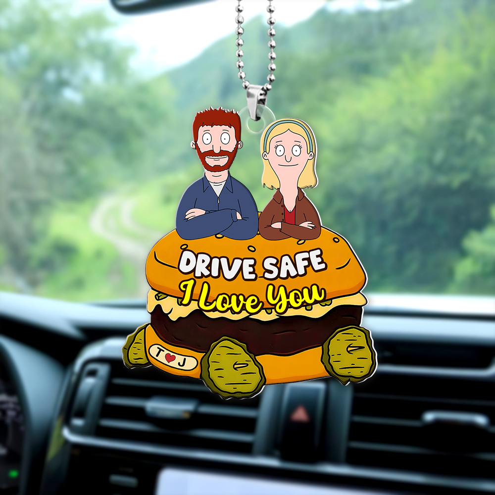 Funny Burger Couple Ornament - Personalized Christmas Car Ornament