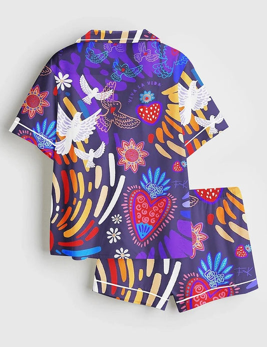 Women's Viva La Vida Short Sleeve Satin Pajama Set