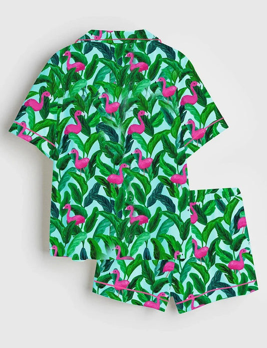 Women's Palm Springs Short Sleeve Satin Pajama Set