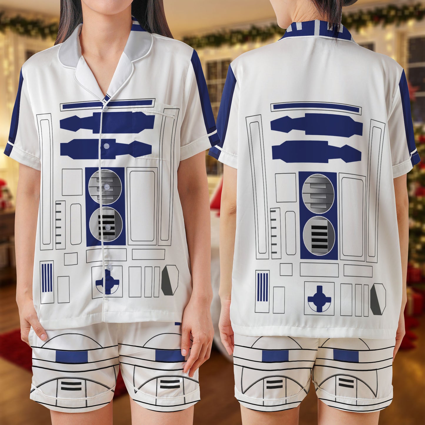ChatGPT đã nói: Robot Droid Short Pajama Set – Funny Sci-Fi Pajamas | Cool Sleepwear Gift for Women, Men, Kids & Youth, Matching Family Pajamas, Cozy Holiday Pajama Set HPRPJMADS-03