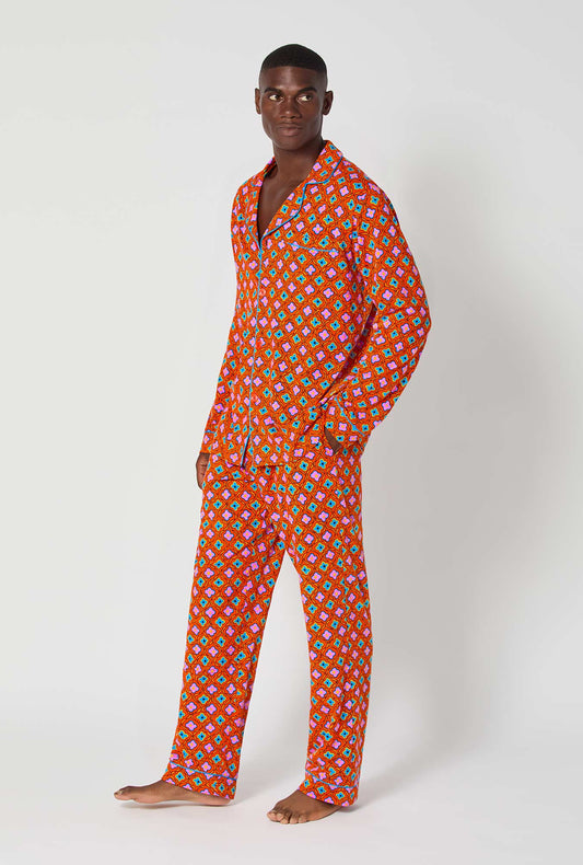 BedHead x Mr. Turk Daisy Foulard Men's Long Sleeve Classic Stretch Jersey Pj Set