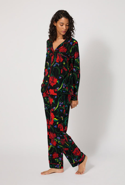 BedHead X Trina Turk Haute Floral Long Sleeve Classic Stretch Jersey Pj Set