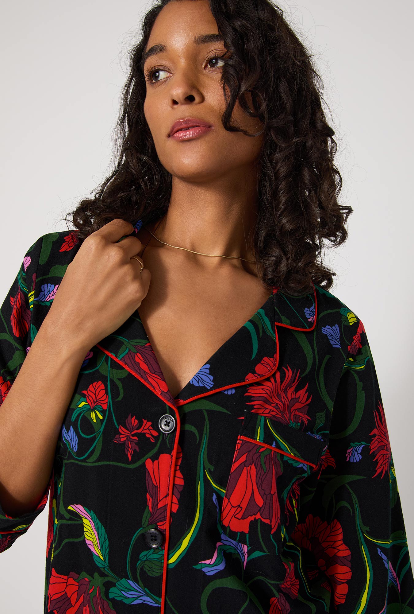 BedHead X Trina Turk Haute Floral Long Sleeve Classic Stretch Jersey Pj Set