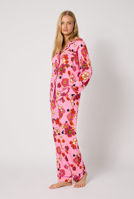 BedHead x Trina Turk Resort Floral Long Sleeve Classic Stretch Jersey Pj Set