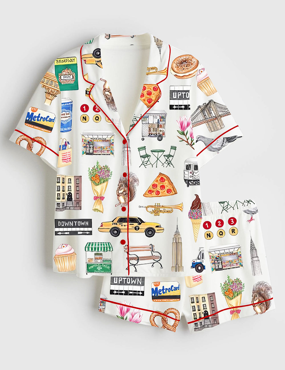 Women’s New York City Travel Journal Short Sleeve Satin Pajama Set