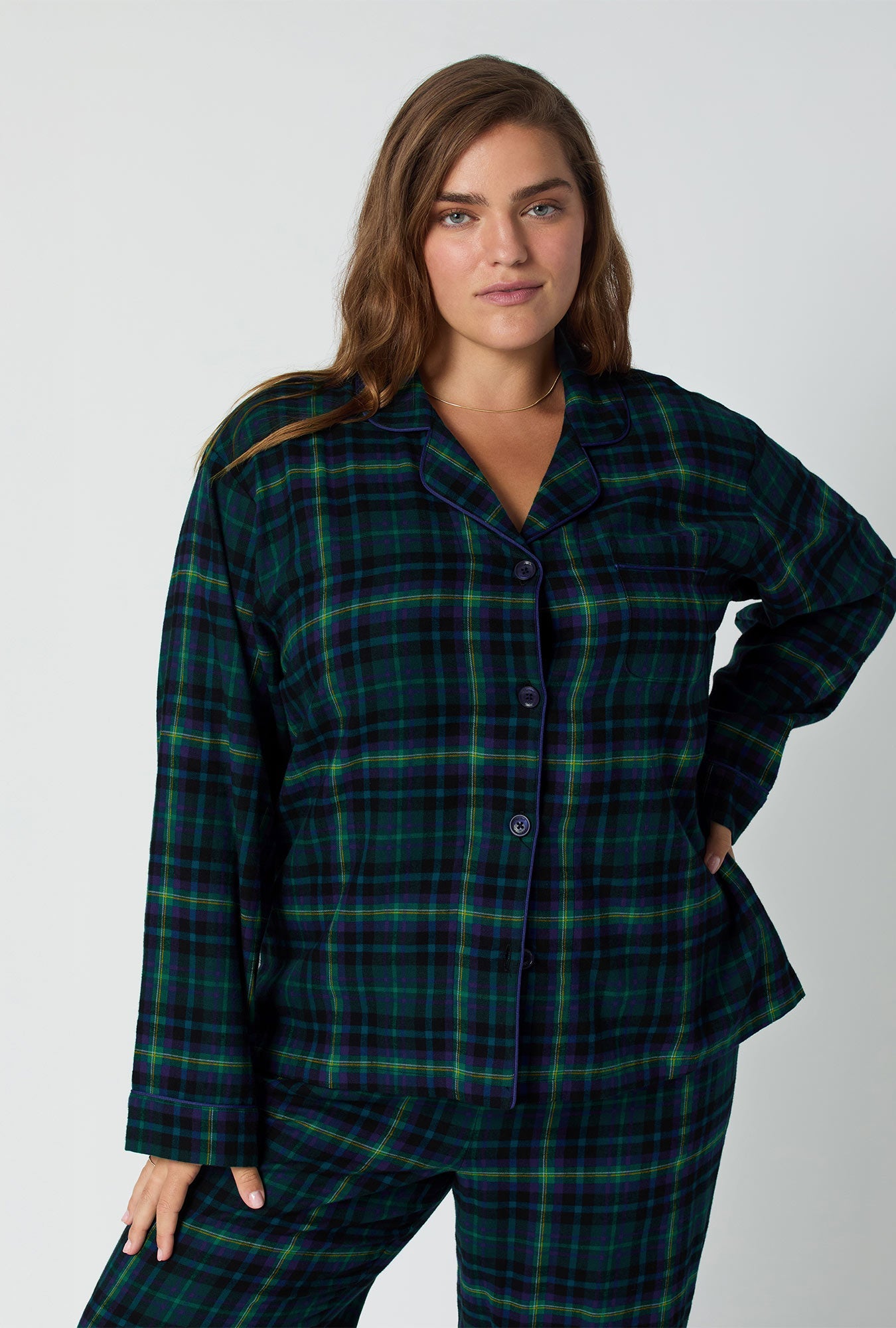 Walden Plaid Long Sleeve Classic Woven Portuguese Flannel PJ Set
