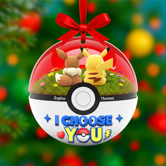 Cartoon Couple Christmas Ornament - Personalized Gifts For Couple