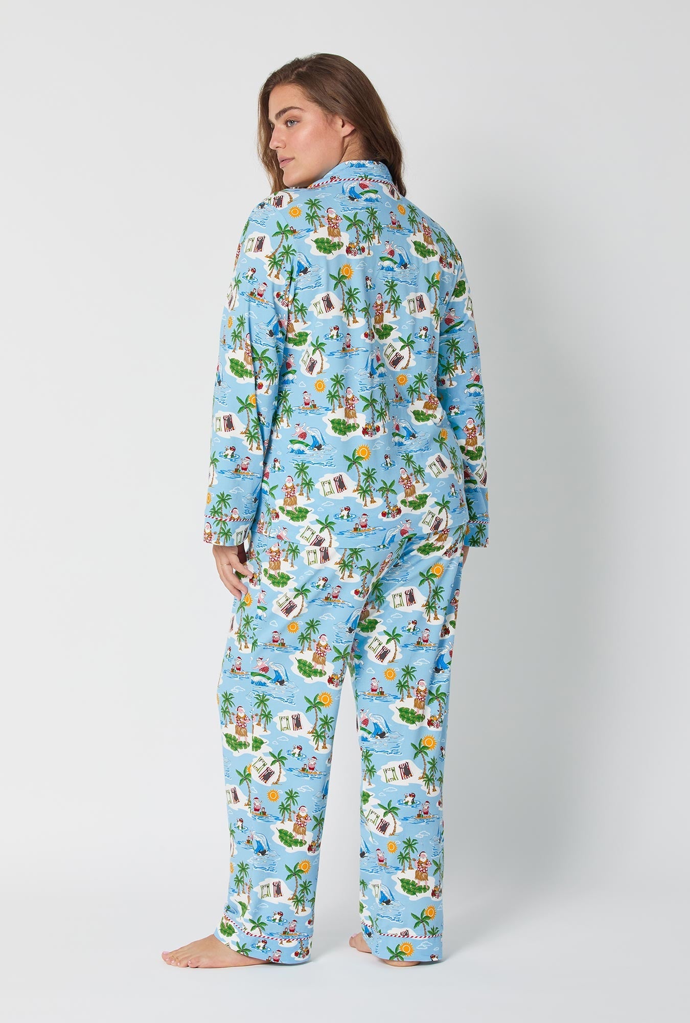 Surfin' Santa Long Sleeve Classic Stretch Jersey Pj Set